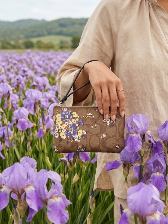 Coach Handbags - Coach Corner Zip Floral Wristlet F31914